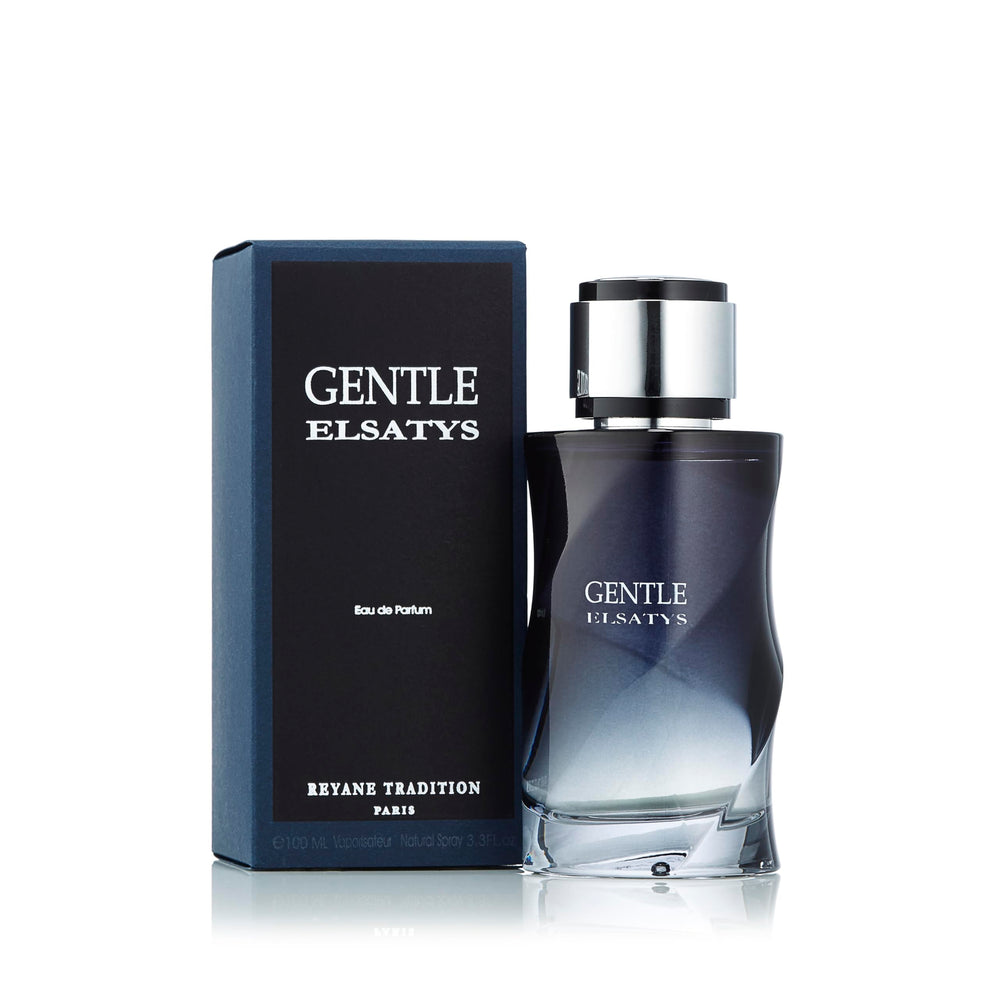Gentle Elsatys by Reyane Tradition bottle on desk suggests confident evening wear