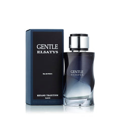 Gentle Elsatys by Reyane Tradition bottle on desk suggests confident evening wear