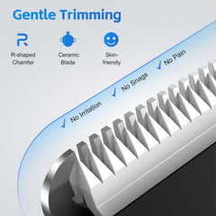 REYOLL nose/ear trimming head closeup highlights precise, gentle grooming for sensitive areas.