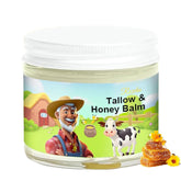 rezebu tallow and honey balm packaging showing natural ingredients for daily hydration