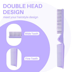 RHOS mini folding comb purple closed fits purse for quick touch-ups.