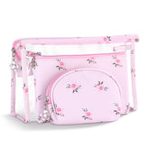 Richeart clear makeup bag with zipper showing items at a glance for easy travel organization
