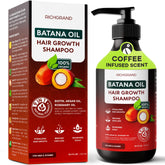 RICHGRAND Batana Oil Shampoo bottle showing volumizing formula for fuller-looking hair