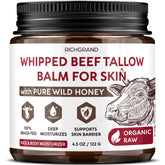 RICHGRAND beef tallow jar close-up with whipped texture for hydration