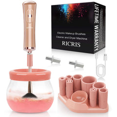 RICRIS electric makeup brush cleaner spinner front view shows fast, thorough cleaning for daily routines.