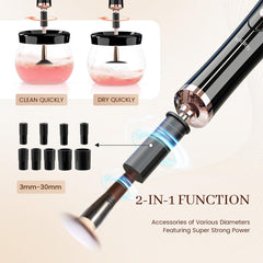RICRIS makeup brush spinner in action demonstrates effortless cleaning and drying