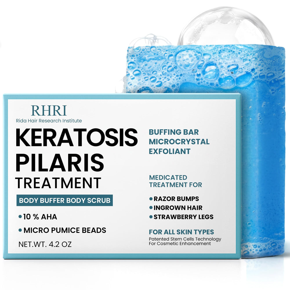 Rida Body Soap bar closeup highlights exfoliation for keratosis pilaris texture