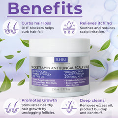 Rida anti-fungal scrub closeup label highlights mineral complex and salicylic acid benefits