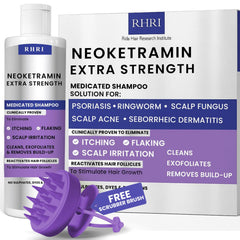 Rida Hair Research Institute anti-fungal shampoo bottle promotes dandruff relief.