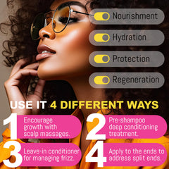 Rida Hair Research Institute Batana oil pour demonstrates lightweight, quick-absorbing formula for manageable hair