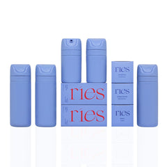 RIES essential bottles 3.4oz shampoo blue—leak-free travel and organized toiletries.
