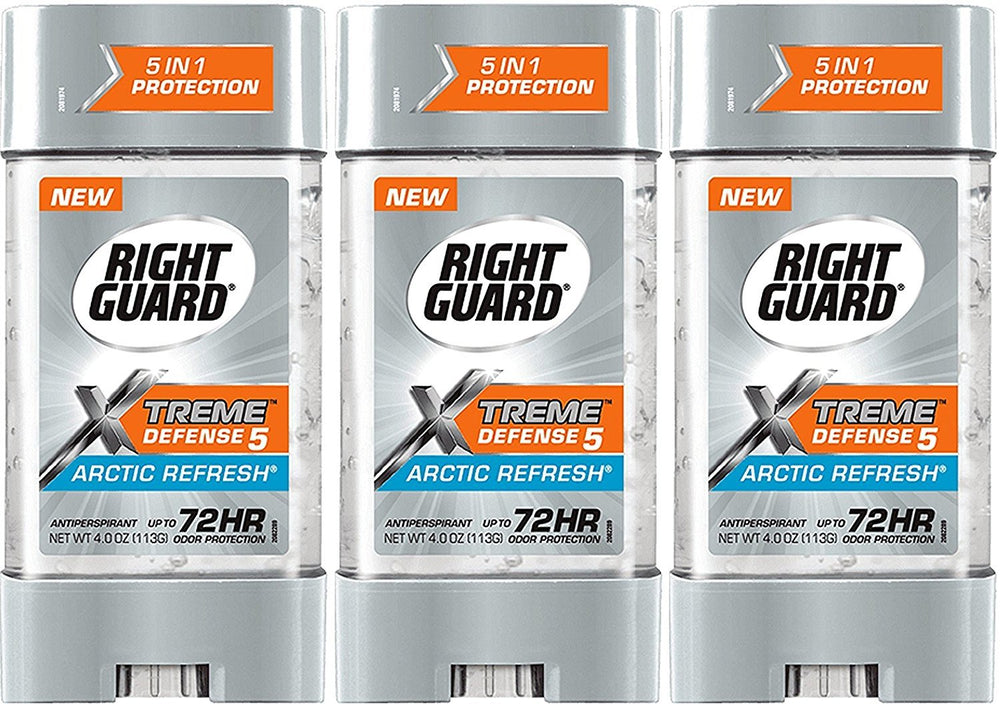 Right Guard Total Defense 5 Power Gel Artic Refresh bottle front with emphasis on all-day protection