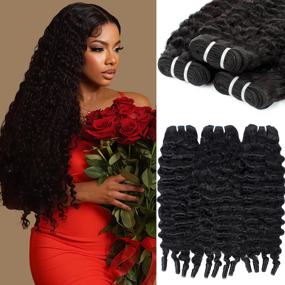 Rilago Burmese curly bundles 18in water wave showcase voluminous, natural-looking curls.