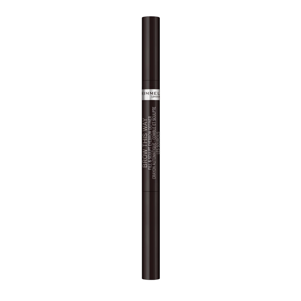 Rimmel Brow This Way Fill and Sculpt pencil closeup for precise shaping and lift.
