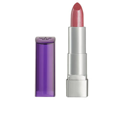 Rimmel Moisture Renew lipstick Latino 200 swatch showing hydrated lips and warm nude color
