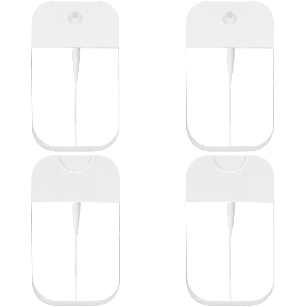 Rimoev clear spray bottles 4-pack front view, travel-ready storage for perfumes and sanitizers.