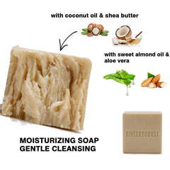 Rinse & Robust Sandalwood bar soap delivers masculine aroma and refreshing cleanse.