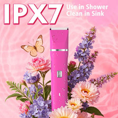 Risina razor with three heads for versatile trimming across body, curves, and lips.