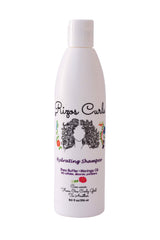 Rizos Curls Hydrating Shampoo bottle front view highlighting moisturizing formula for curls.