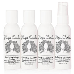 Rizos Curls travel kit hydrating shampoo bottle for gentle cleansing and moisture.