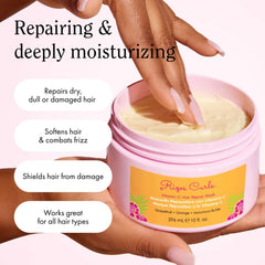 Rizos Curls Vitamin C Hair Repair Mask texture close-up suggests rich moisture.