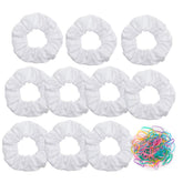 RJMBMUP 10-pack white cotton scrunchies pack—gentle, stretchable hair ties for all-day comfort.