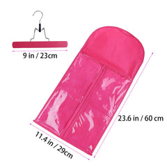 RJMBMUP wooden-and-metal hanger supports wigs securely.