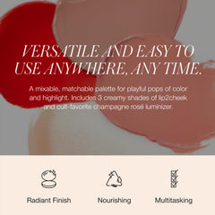 Packaging shot emphasizes the compact, travel-friendly RMS Lip2Cheek Glow Quad