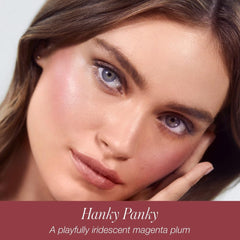 RMS Beauty Redimension Hydra Powder Blush application on the cheek demonstrates creamy glide and blendability.
