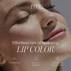 RMS Beauty Tinted Lip Balm application close-up demonstrates lightweight wear