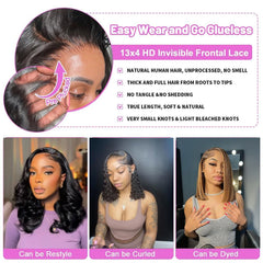 Rnsnwiee short bob wig 13x4 lace ideal for versatile parting.