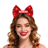 ROC PARTY light-up Christmas headband bow glow enhances festive photos