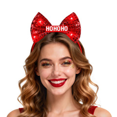 ROC PARTY light-up Christmas headband bow glow enhances festive photos