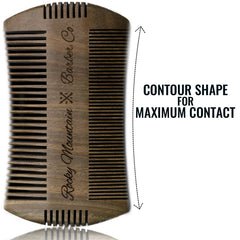 Rocky Mountain Barber Company beard comb teeth 3mm closeup shows versatile spacing for thick beards.