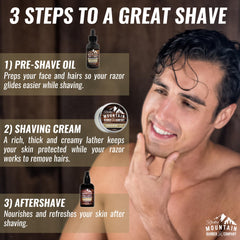 Rocky Mountain Barber Co. shea butter image communicates rich moisture for post-shave comfort.