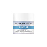 RODAN + FIELDS Redefine Eye Cream tube application highlights hydrating, smoothing benefits.