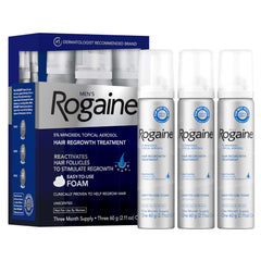 Rogaine Men's 5% Foam half-capful dispense for convenient daily use