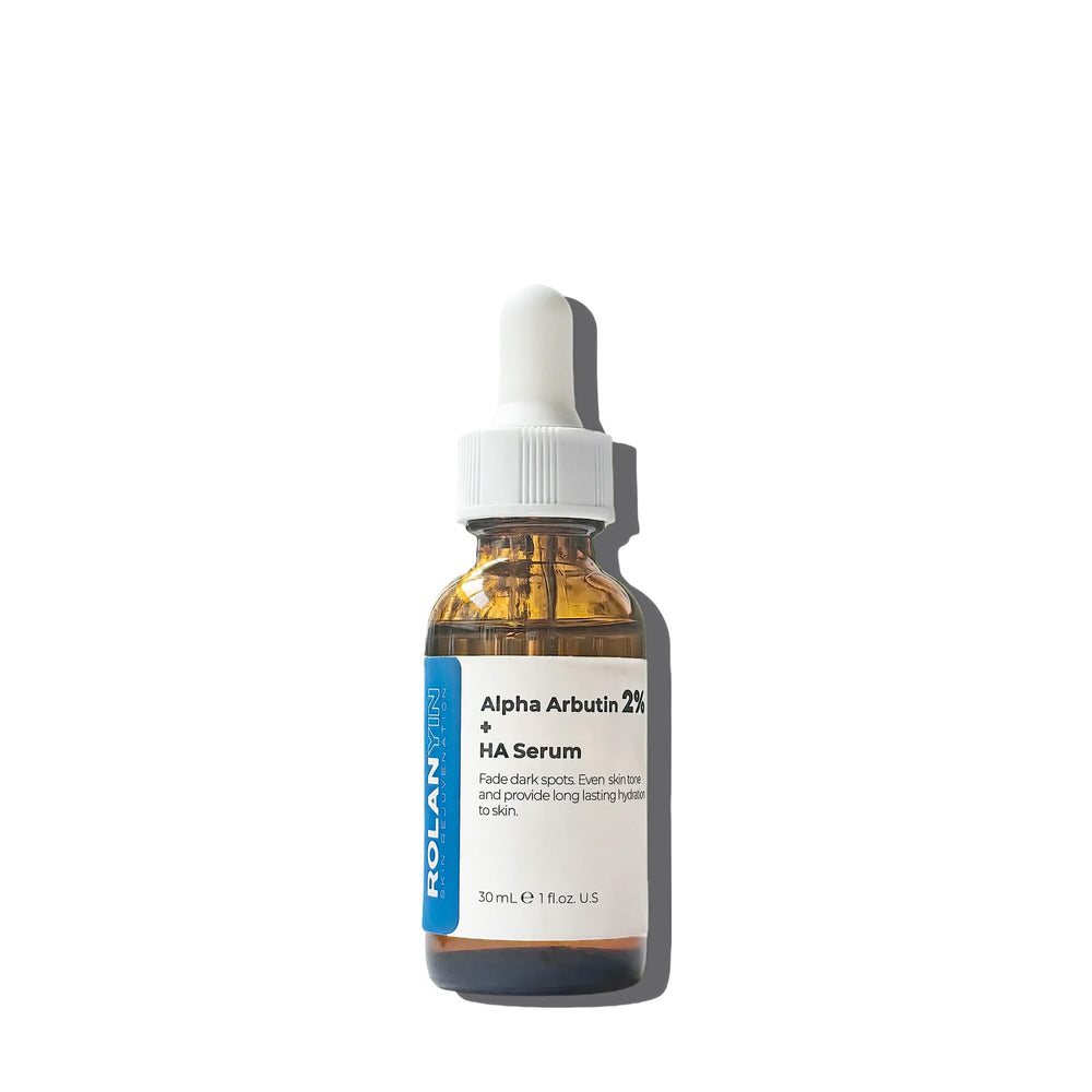 ROLANYIN Alpha Arbutin 2% Serum bottle—brightening focus for even tone.