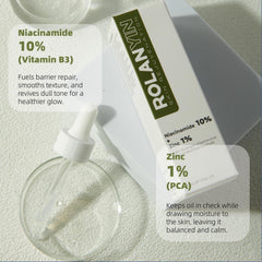 ROLANYIN serum-texture swirled on skin highlights fast-absorbing formula.