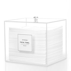 Rolheit disposable face-towel holder in a clear acrylic box offering spacious towel storage