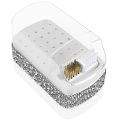 Rolokit 2-in-1 Nail Drill Bits Holder front view shows 30-hole organizer for quick tool access.