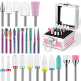 Rolokit holder case keeps 26 nail drill bits organized for quick selection.