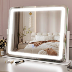 ROLOVE 22x17 inch lighted vanity mirror offers full-face view for precise makeup application