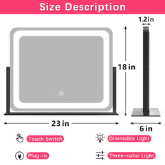 ROLOVE dimmable LED makeup mirror provides warm to cool lighting for accurate color matching.