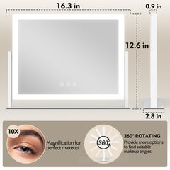 ROLOVE makeup mirror 360° rotation enables easy angle adjustments for brows and skincare.
