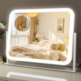 ROLOVE lighted makeup mirror front view showing oversized surface for full-face makeup tasks