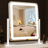 ROLOVE lighted makeup mirror front view for precise makeup on a desk