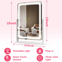 ROLOVE vanity mirror aluminum frame highlighting sturdy construction