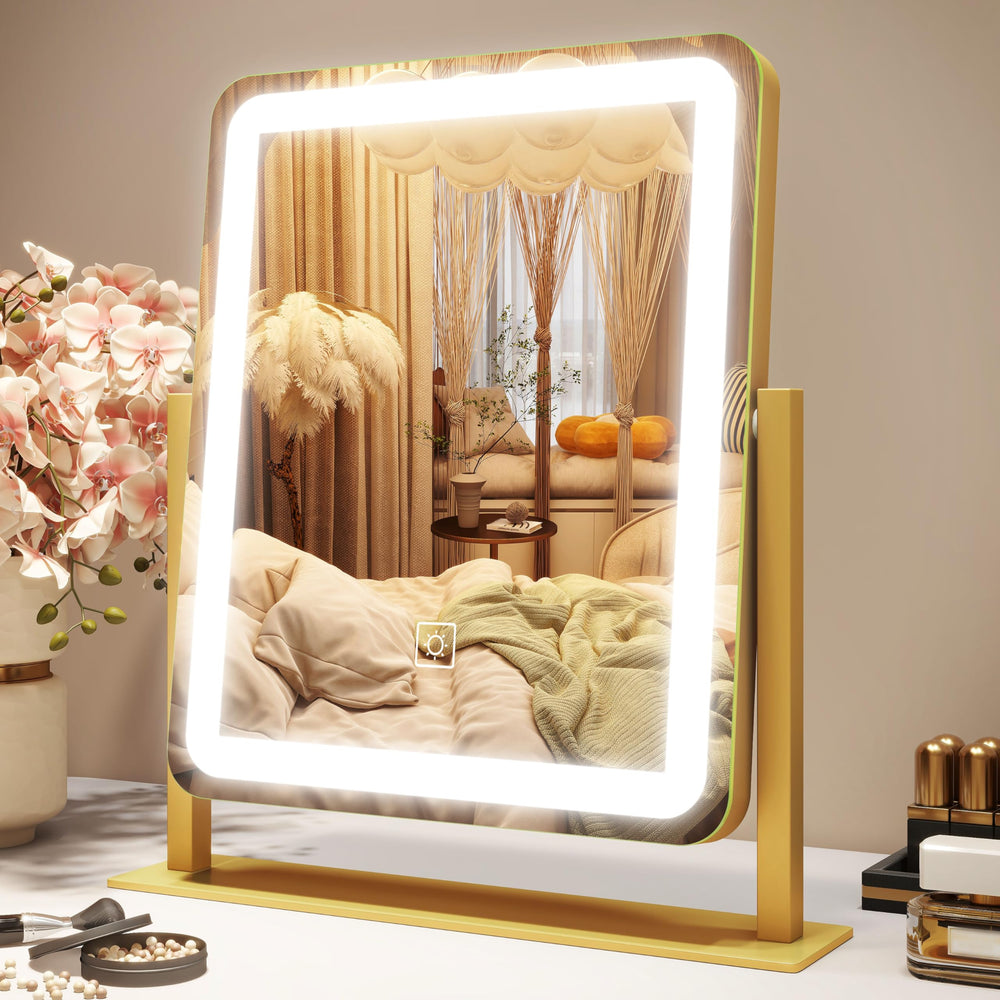 ROLOVE vanity mirror lights show 12.6x15 inch view for precise makeup.