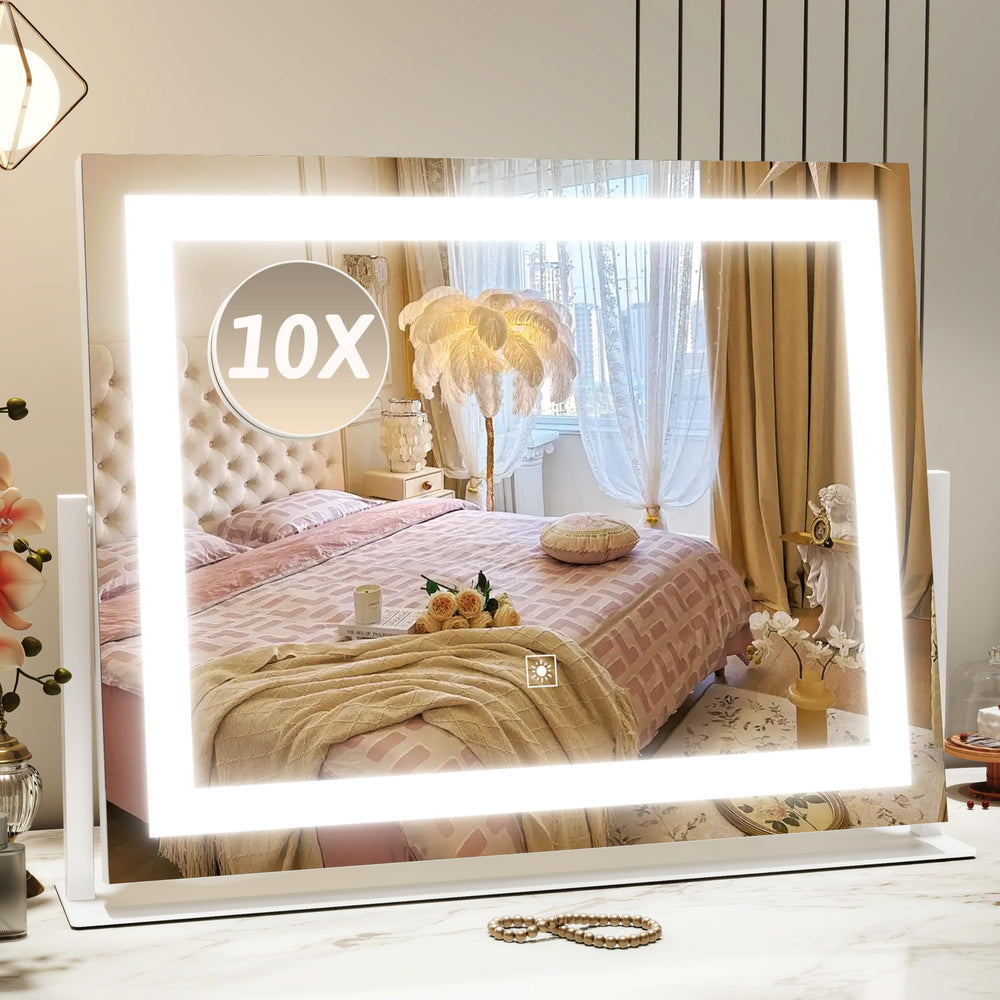 ROLOVE vanity mirror lights 22x18 for a full-face makeup view with even illumination.